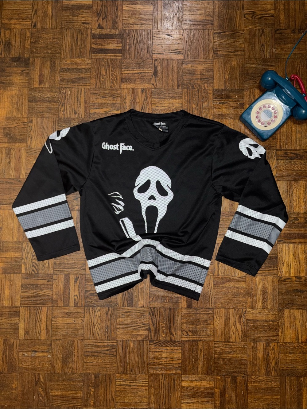Ghost Face Black & White Hockey Jersey - Ghost Face Size L